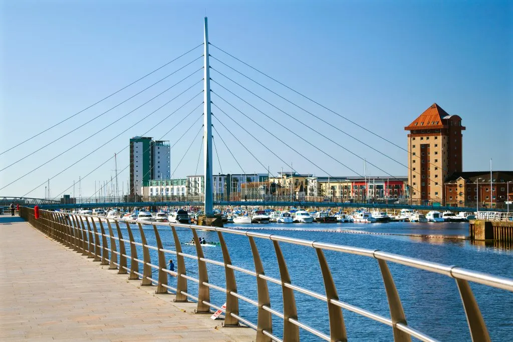 marina and harborwalk in swansea wales