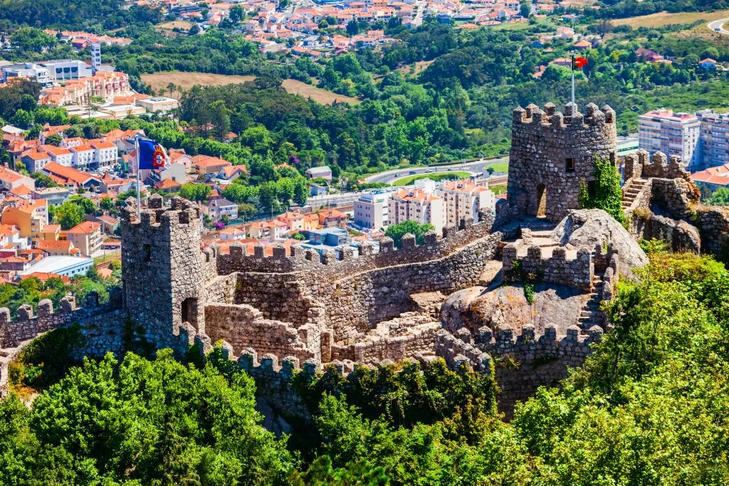 castle of the moors as seen from above in sintra portugal