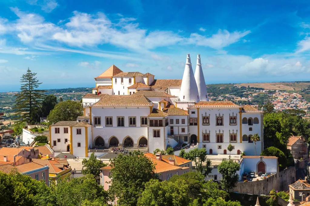 sintra national palace as seen from afar when visiting sintra tips