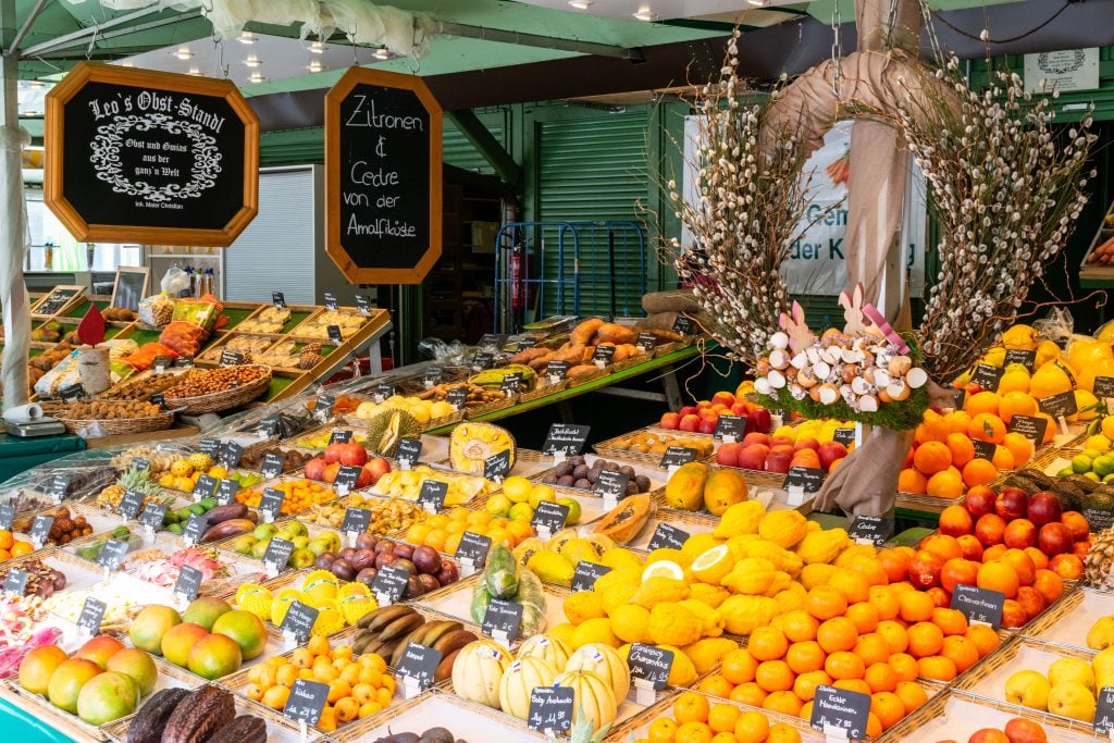 produce for sale at Viktualienmarkt, one of the best places to visit in munich in 24 hours