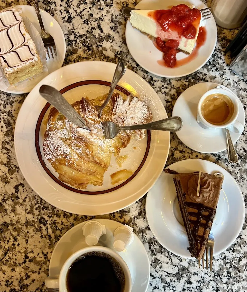 desserts at cafe vittoria, one of the fun things to do in boston north end
