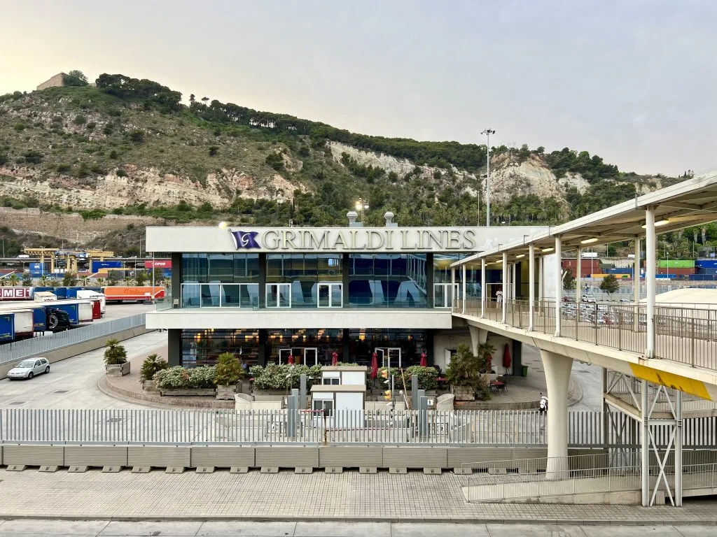 grimaldi lines office in barcelona spain, as seen from boat when boarding