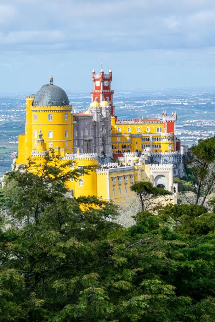 view of pena palace from the cruz alta viewpoint