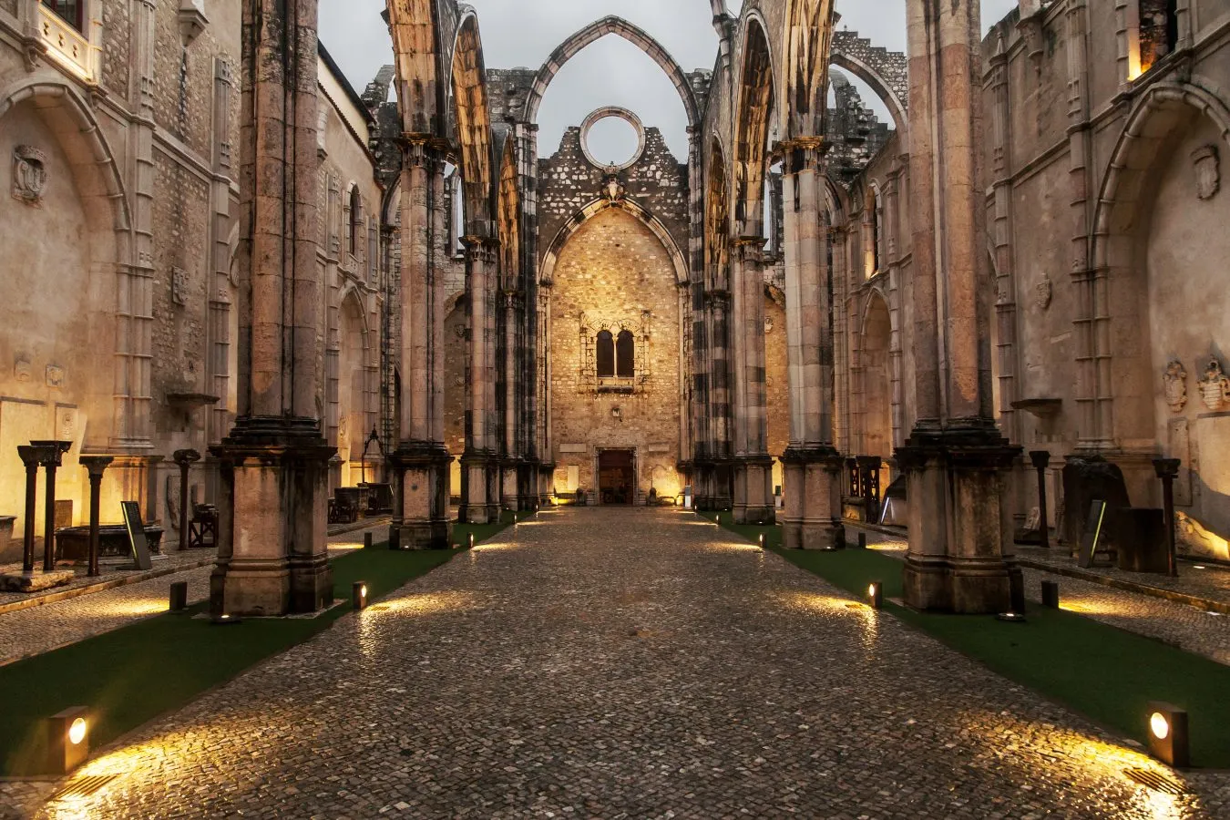 lisbon carmo convent in the evening, one of the best places to visit in lisbon evening