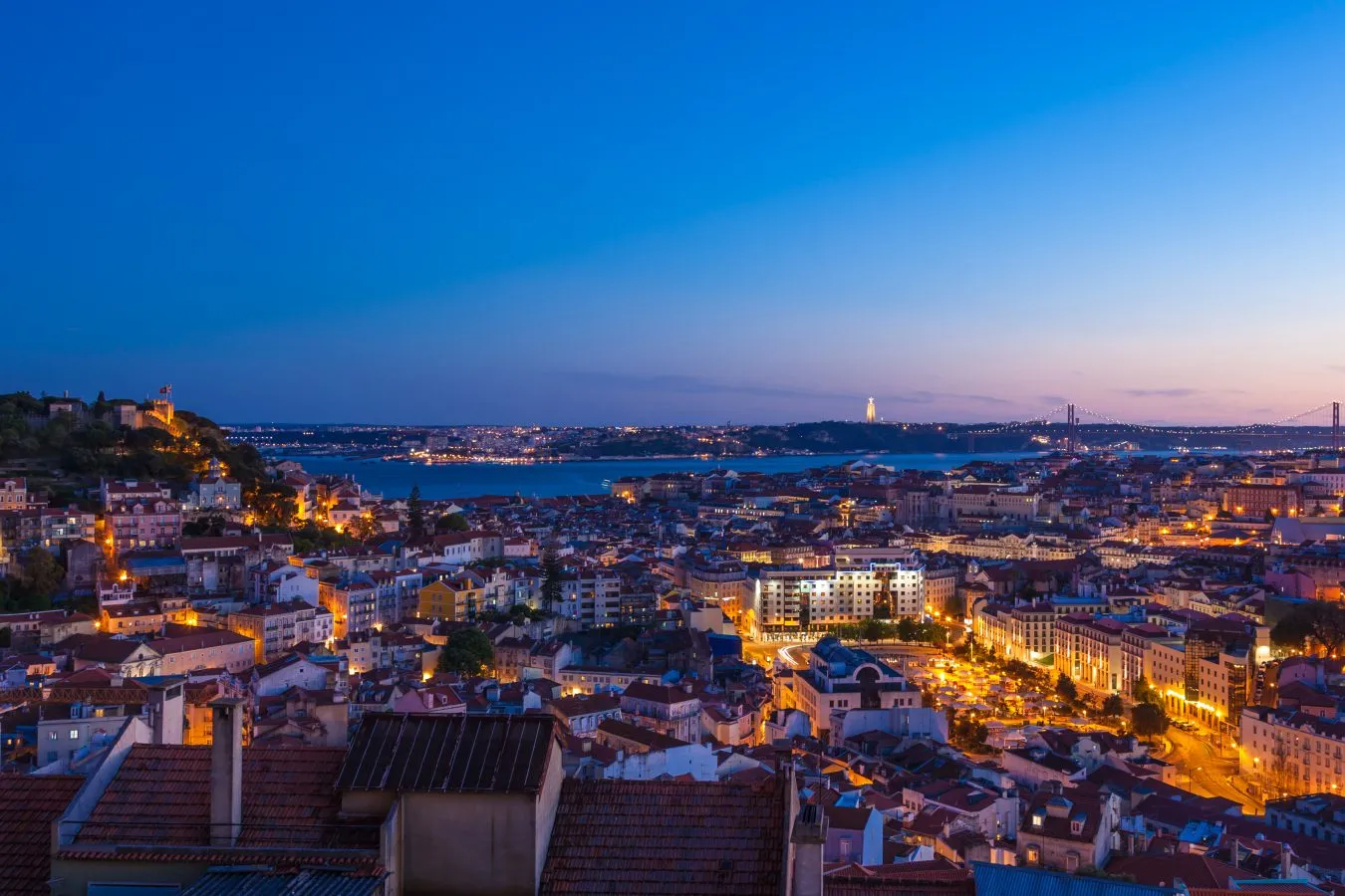 evening in lisbon at seen from one of the best miradouros in lisbon portugal