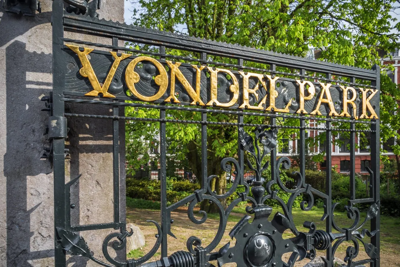 sign showing entrance to vondelpark in amsterdam the netherlands