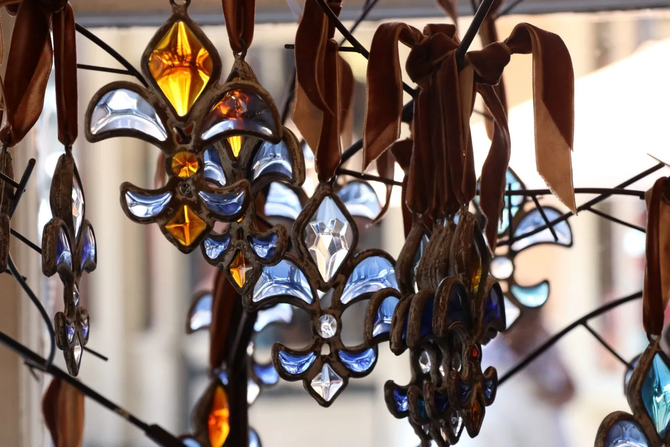 collection of stained glass fleur de lis decor in new orleans