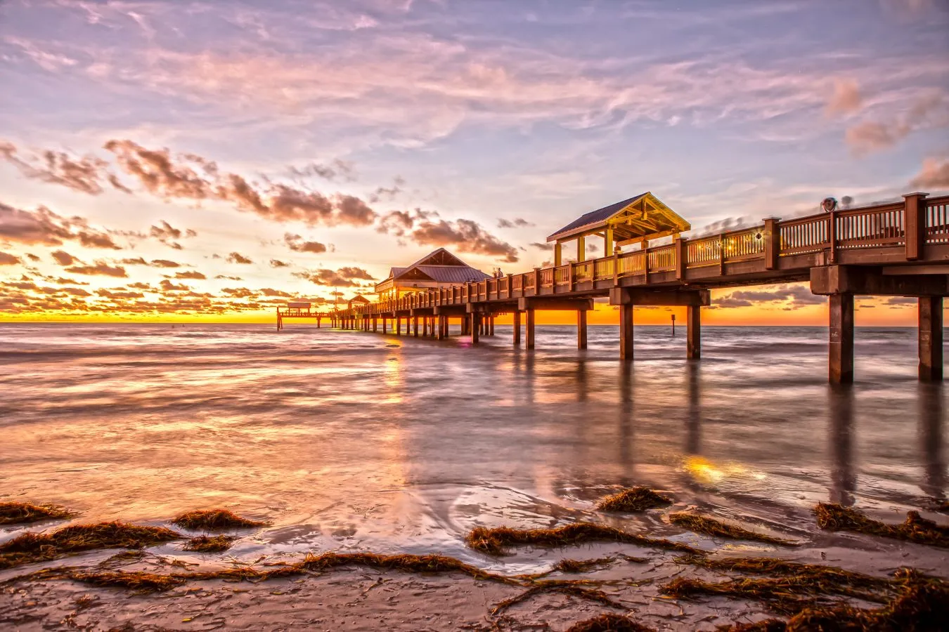 pier 60 at clearwater beach florida at sunset, one of the best beach towns on the east coast