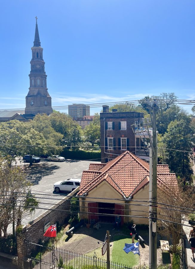 view from the queen street parking garage during a day in charleston sc