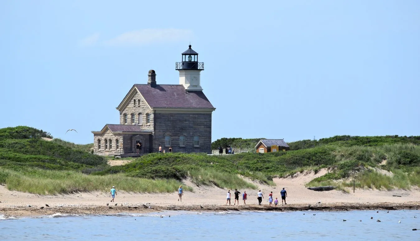 north light at block island rhode island as seen from the water