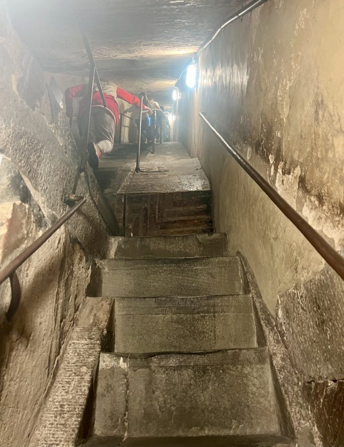 view looking up the steep steps of the cupola climb florence italy
