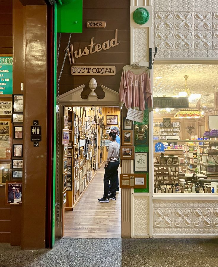 interior of wall drug sd showing entrance to hustead pictorial shop