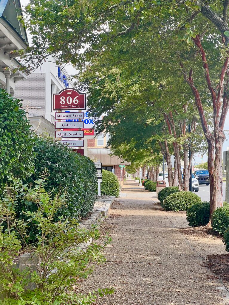 shady sidewalk in downtown morehead city on arendell street, one of the best places to go in morehead north carolina